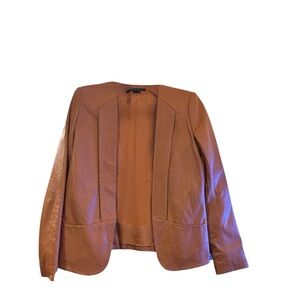 Theory Frima Cognac Lambskin Leather Blazer Size 2